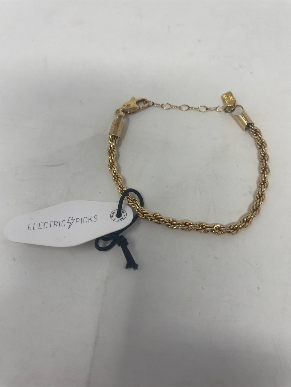 Electric Picks Gold Rope Chain Bracelet Brand New W/Tags